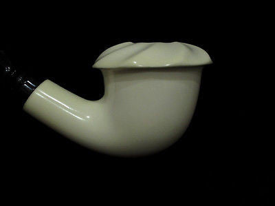 Smooth Bent Whirling Calabash Block Meerschaum pipe Acrylic stem Gift Case 8921