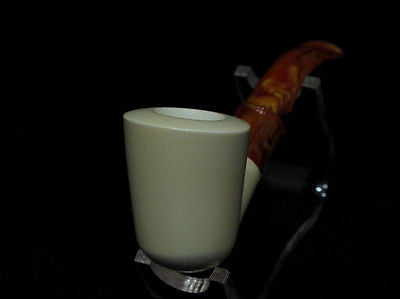 Smooth Plain Classic Half Bent Block Meerschaum pipe Hand carved Gift Case 9063