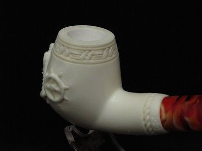 Captain Billiard Block Meerschaum Pipe Anchor Sail Boat Emblems Gift case 3825