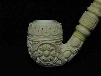 Floral Full Bent Oom Paul Churchwarden Meerschaum pipe by Kudret Big Bowl 0136