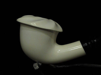 Smooth Bent Whirling Calabash Block Meerschaum pipe Acrylic stem Gift Case 8921