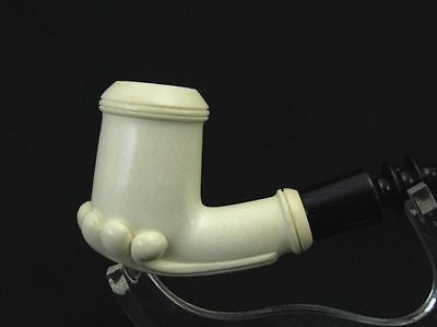 Smooth Oyster Smoking Block Meerschaum Pipe Acrylic stem Colors Faster Case 1476