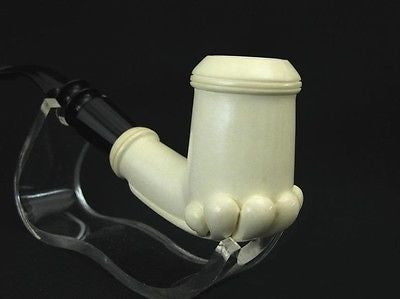 Smooth Oyster Smoking Block Meerschaum Pipe Acrylic stem Colors Faster Case 1476