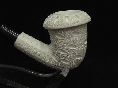 Lattice Bent Calabash Block Meerschaum Pipe 2 stems Churchwarden - Classic 4336