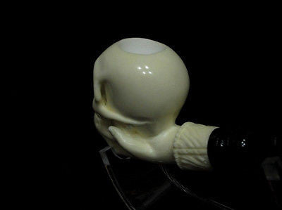 Skull in hand Block Meerschaum pipe by H. Cor Gift case Excellent Quality 4117