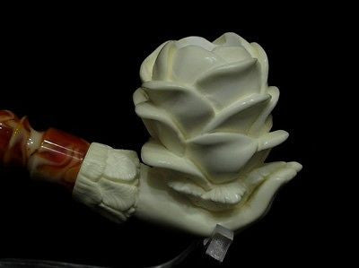 Rose in Lady Hand Floral Block Meerschaum Pipe Cor Ideal Gift Ladies Turkey 8405