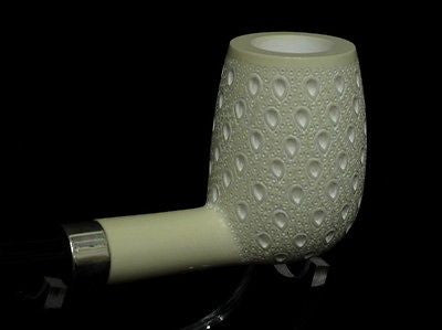 Straight Lattice Billiard Meerschaum pipe Acrylic Stem Silver band Cor Huge 4656
