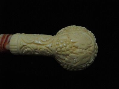 Vineyard Leaves Block Meerschaum Pipe Yuletide Patina Freehand Sitter New 6570
