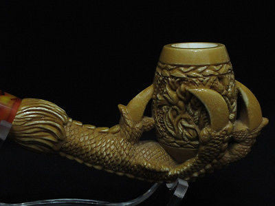 Big Eagle Claw & Floral Egg Block Meerschaum Pipe by Cor Turkey Gift Case 8251