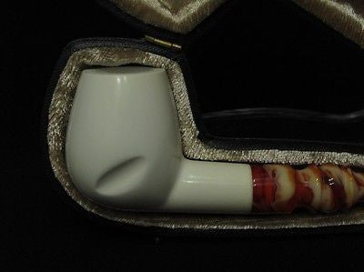 Smooth Straight Billiard Block Meerschaum Pipe Freehand Case Daily Smoking 6404