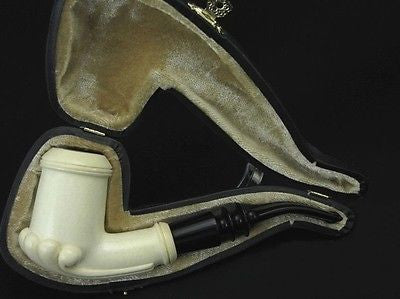 Smooth Oyster Smoking Block Meerschaum Pipe Acrylic stem Colors Faster Case 1476
