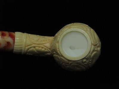 Vineyard Leaves Block Meerschaum Pipe Yuletide Patina Freehand Sitter New 6570