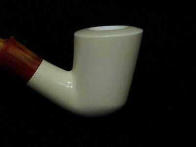 Smooth Plain Classic Half Bent Block Meerschaum pipe Hand carved Gift Case 9063