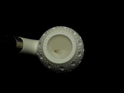 Full Bent Lattice Apple Block Meerschaum pipe Acrylic stem Silver Ring Gift 1240