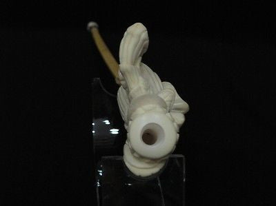 Floral Meerschaum Cigarette Holder 7.5 mm Long Bamboo stem Silver tip Rare 7652