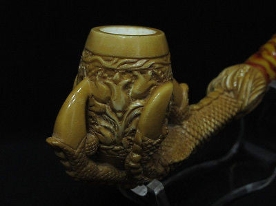 Big Eagle Claw & Floral Egg Block Meerschaum Pipe by Cor Turkey Gift Case 8251