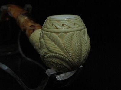 Floral Apple Bowl Meerschaum Pipe gift Yellow Freehand Medet Turkey Ladies 7367