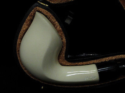 Smooth Bent Cobra Meerschaum pipe Acrylic system w/no screws by H. Cor Gift 2554