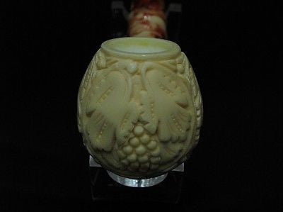 Vineyard Leaves Block Meerschaum Pipe Yuletide Patina Freehand Sitter New 6570