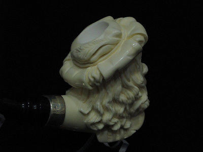 Austrian Cavalier Musketeer Block Meerschaum pipe 925 Silver Cor Freehand 4427