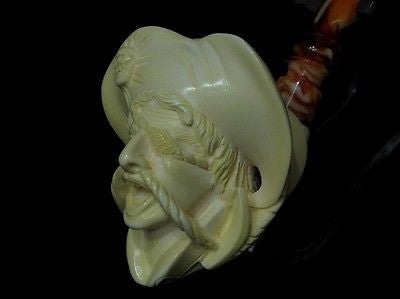 Pirate of the Caribbean Block Meerschaum Pipe Free hand - Full Bent Perfect 0465