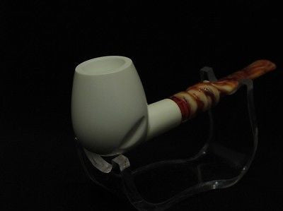 Smooth Straight Billiard Block Meerschaum Pipe Freehand Case Daily Smoking 6404