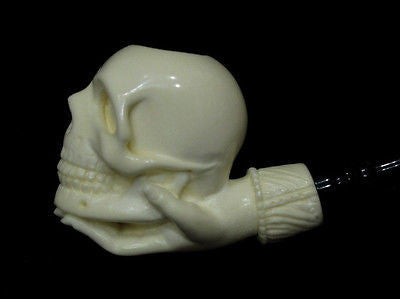 Skull in hand Block Meerschaum pipe by H. Cor Gift case Excellent Quality 4117