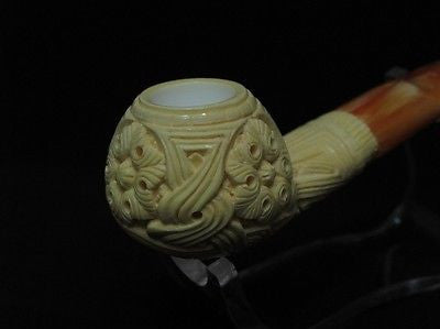 Floral Reef Knot Meerschaum Pipe Flat Eclipse stem by Medet Freehand Ideal 4573