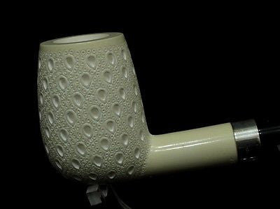 Straight Lattice Billiard Meerschaum pipe Acrylic Stem Silver band Cor Huge 4656