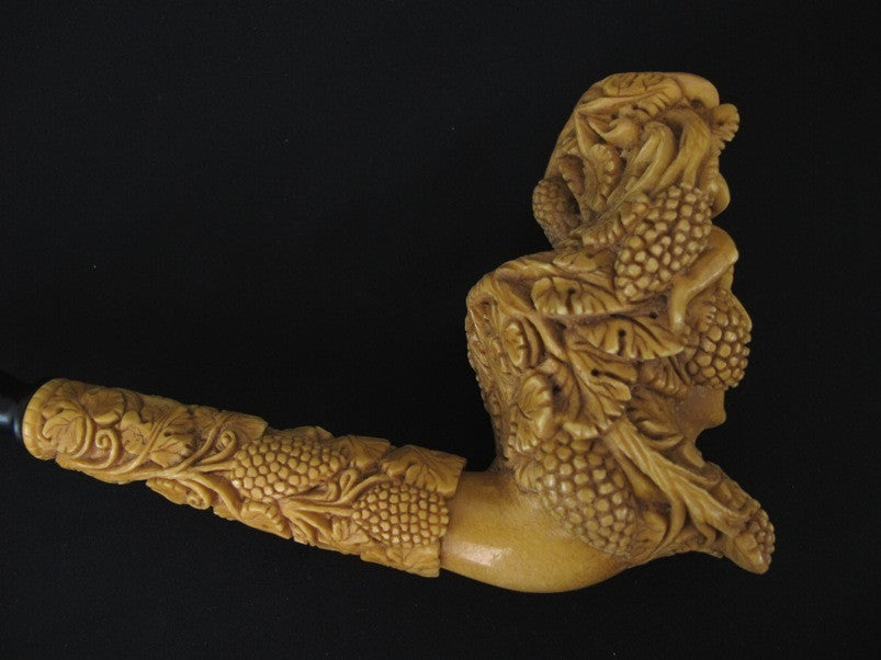 Bacchante Lady Bacchus 3 Angels Vineyard Meerschaum Pipe Hand carved Floral 0432