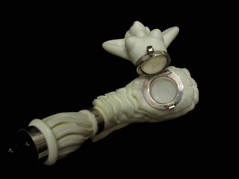 Dancing Ballerina Block Meerschaum Pipe w/Lid, Acrylic, 925 Silver Rare Big 6033