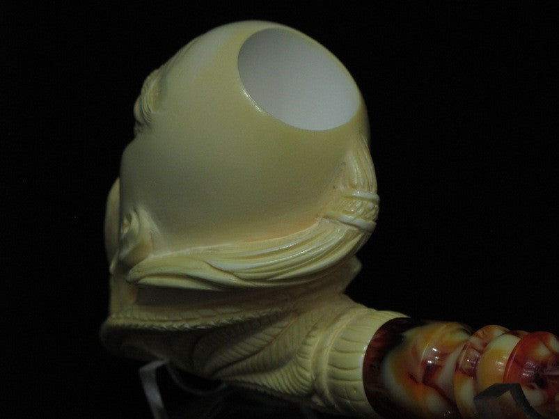 Confucius Chinese teacher Meerschaum Pipe Full bent Figurative Gift Birthday1176