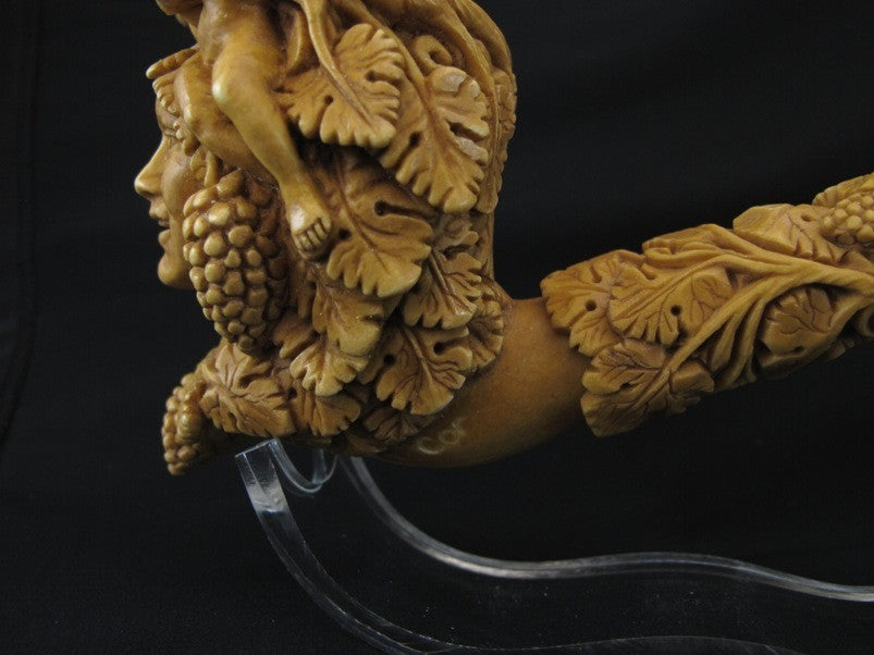 Bacchante Lady Bacchus 3 Angels Vineyard Meerschaum Pipe Hand carved Floral 0432