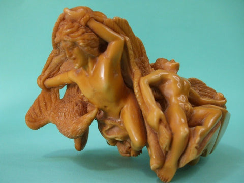 4 Angels Greek Mythological Block Meerschaum Pipe Huge Artwork Freehand Cor 1922