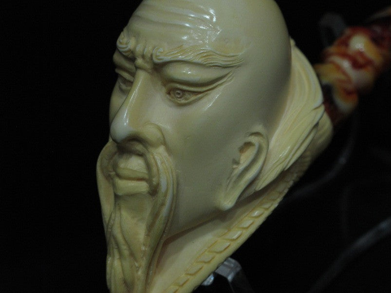 Confucius Chinese teacher Meerschaum Pipe Full bent Figurative Gift Birthday1176