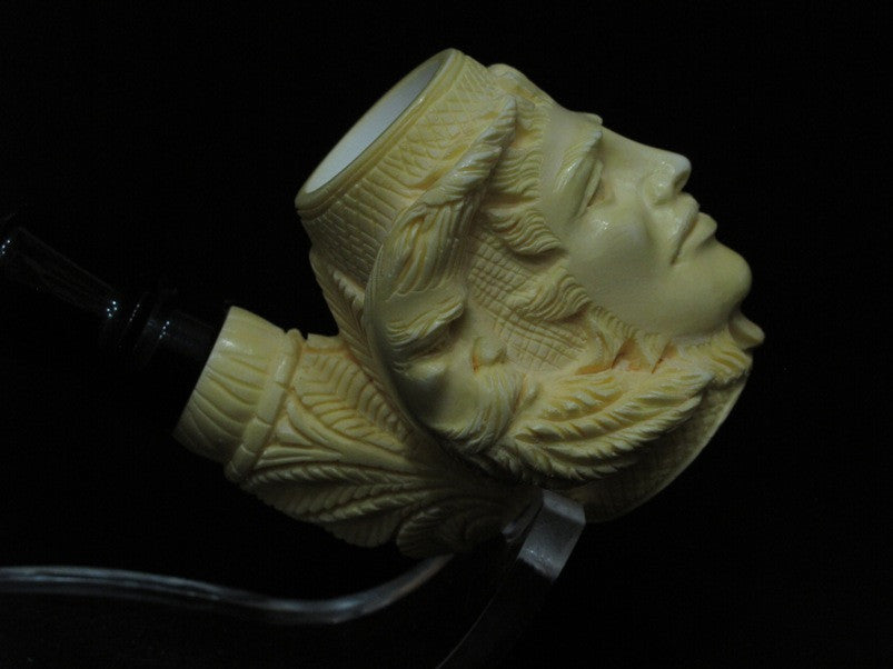 Celestial Full Bent Sun and Moon Medieval Meerschaum Pipe Acrylic stem Rare 5057