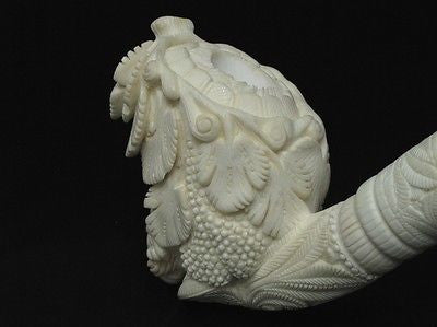 Giant Bacchus Vineyard Block Meerschaum Pipe Rare Turkey Self fitting case 9612