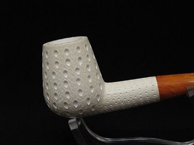 Straight Lattice Billiard Block Meerschaum Pipe FreeHand Gift Case Big Bowl 6174