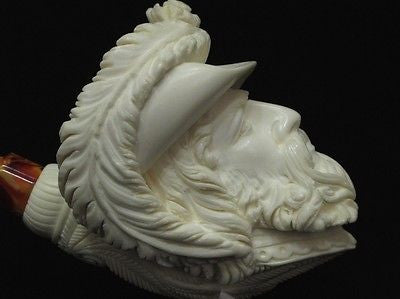 Cavalier Feather hat block Meerschaum Pipe smoking Gift sea foam Big Bowl 8301