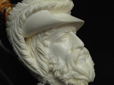 Cavalier Feather hat block Meerschaum Pipe smoking Gift sea foam Big Bowl 8301
