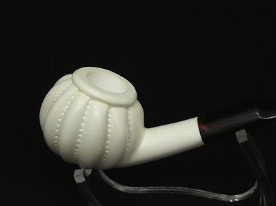 Paneled Bent Apple Swirl Block Meerschaum Pipe Hand made Tobacco Gift Case 8291