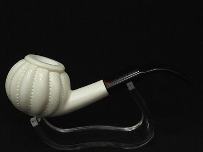 Paneled Bent Apple Swirl Block Meerschaum Pipe Hand made Tobacco Gift Case 8291