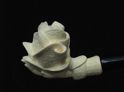 Rose in Lady Hand Smoking Block Meerschaum Pipe Hand carved Turkish pipes 6229