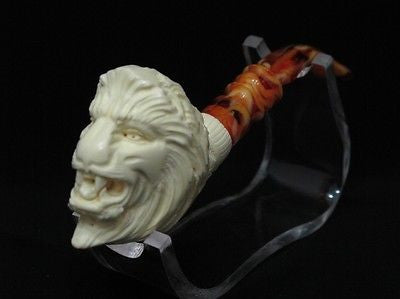 Wild Lion Meerschaum Pipe Animal by Emin FreeHand Vintage looks Ebay Meerco 1219