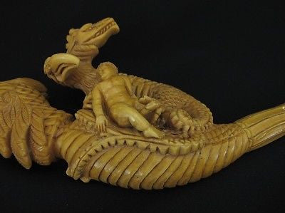 Dragon Family, 2 Headed Eagle, A Child Meerschaum Pipe Collectible Massive 0501