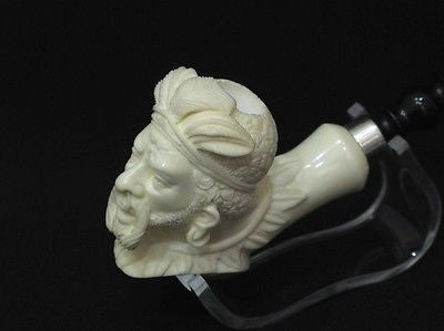Australian Aboriginal Warrior Block Meerschaum Pipe 925 Silver Band H. Cor 0591