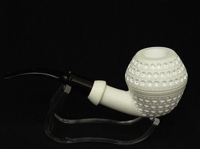 Rhodesian Lattice Bent Block Meerschaum Pipe Danske Shank Hand made Case 8881