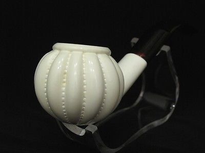 Paneled Bent Apple Swirl Block Meerschaum Pipe Hand made Tobacco Gift Case 8291