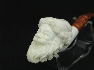 Santa Claus Meerschaum Pipe Kris Kringle Hand made carved Pipes Gift Case 5062