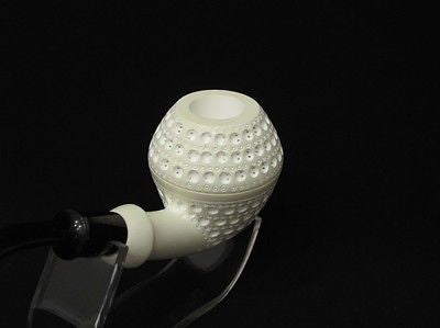 Rhodesian Lattice Bent Block Meerschaum Pipe Danske Shank Hand made Case 8881